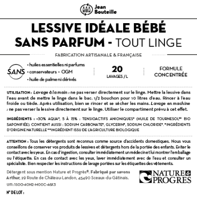 Contre étiquette - Lessive idéale bébé - Sans parfum