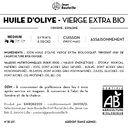 [CE0057] Contre étiquette - Huile d'Olive Vierge Extra - Puissante - Bio